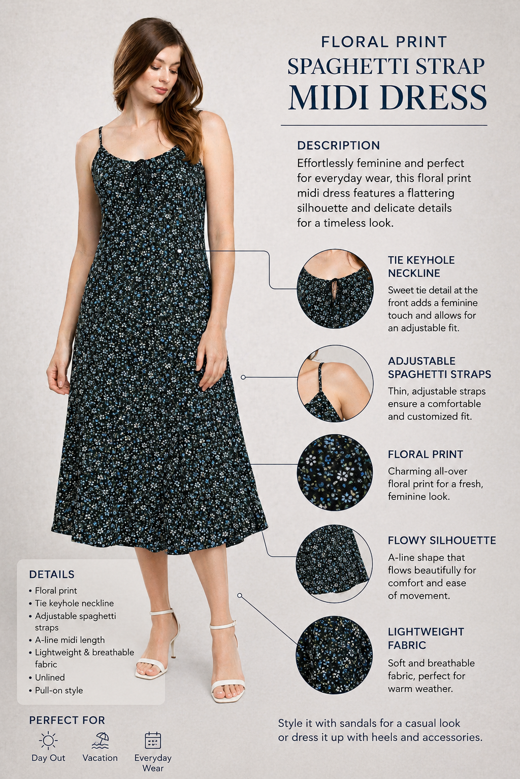 Women Navy  Midi Dress