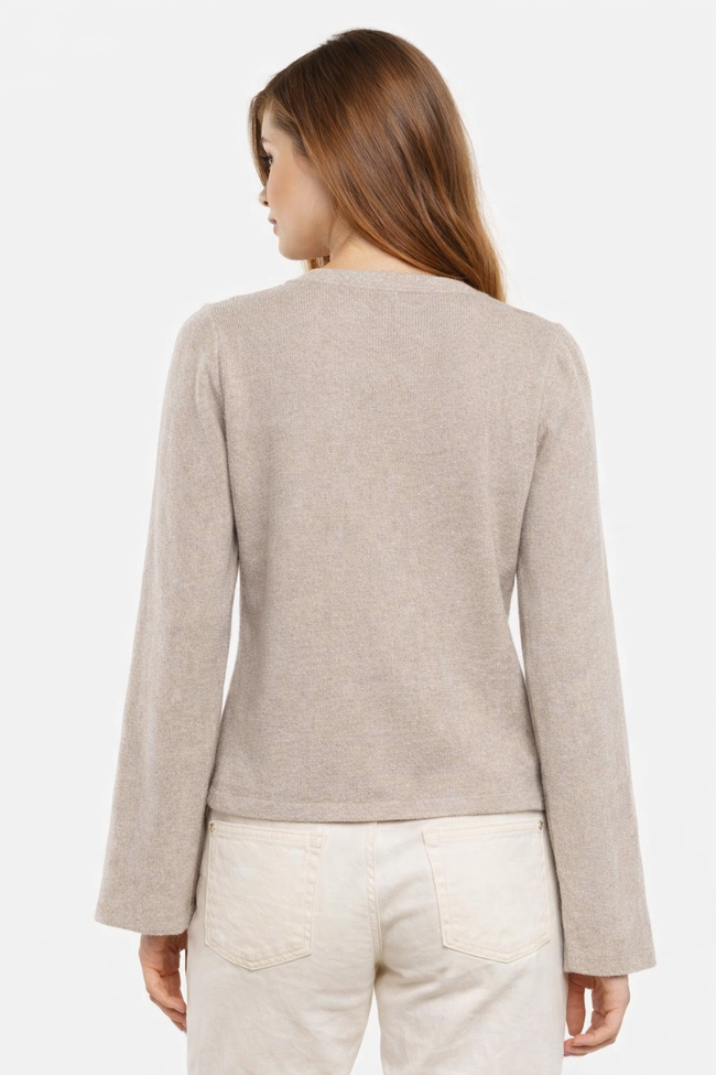 Women Beige Knit Cardigan