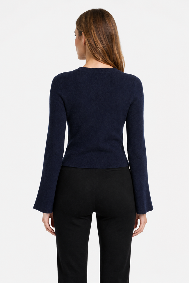 Women Blue Knit Cardigan