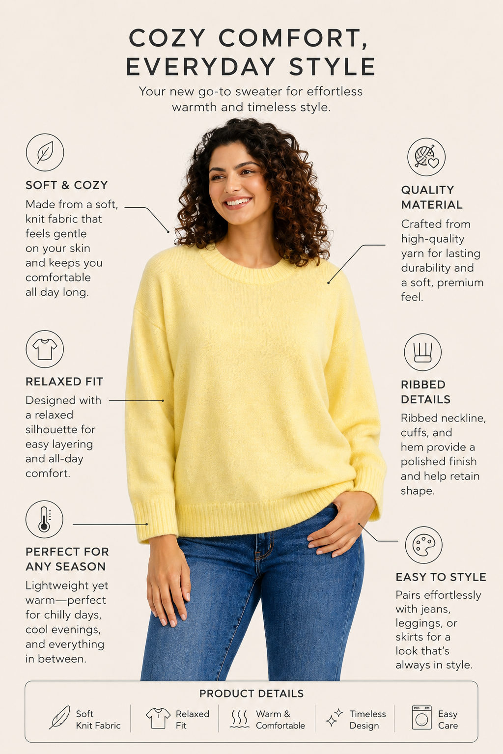 Women Yellow Knit Sweater