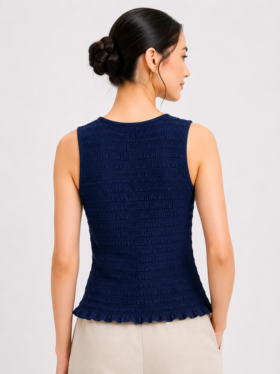 Women Blue  V-Neck Textured Top