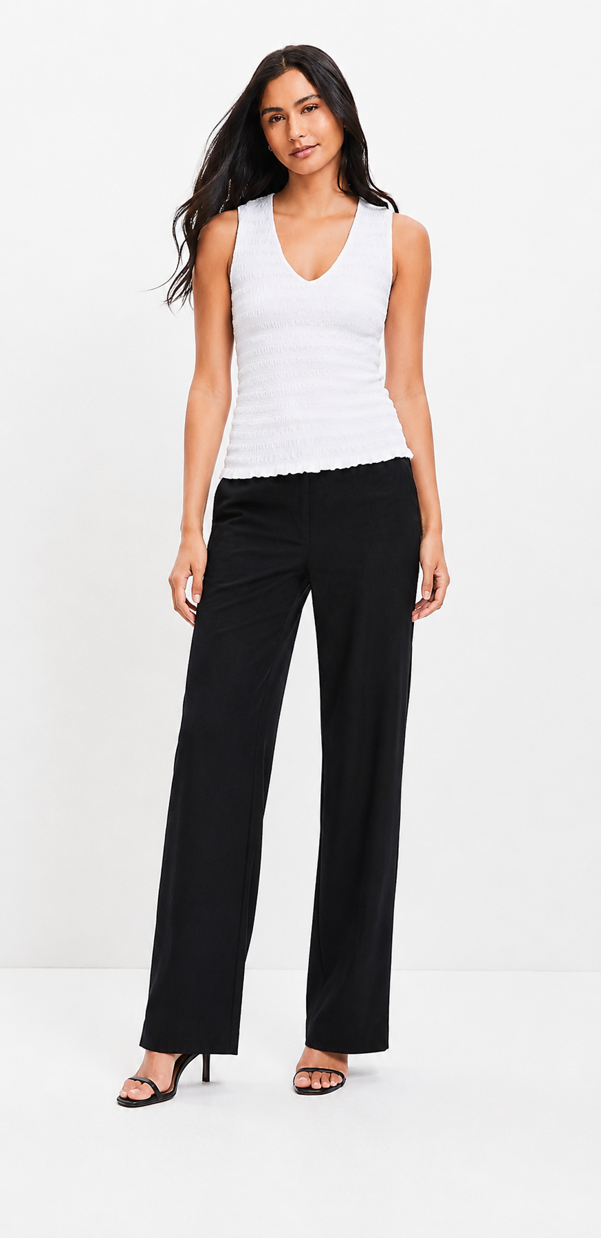 Women White  V-Neck Textured Top
