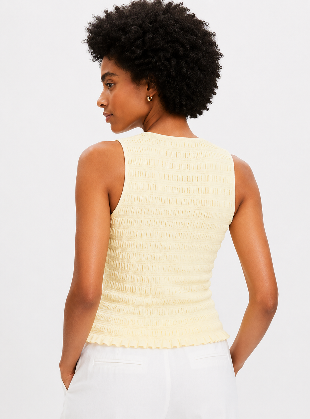 Women Yellow V-Neck Textured Top