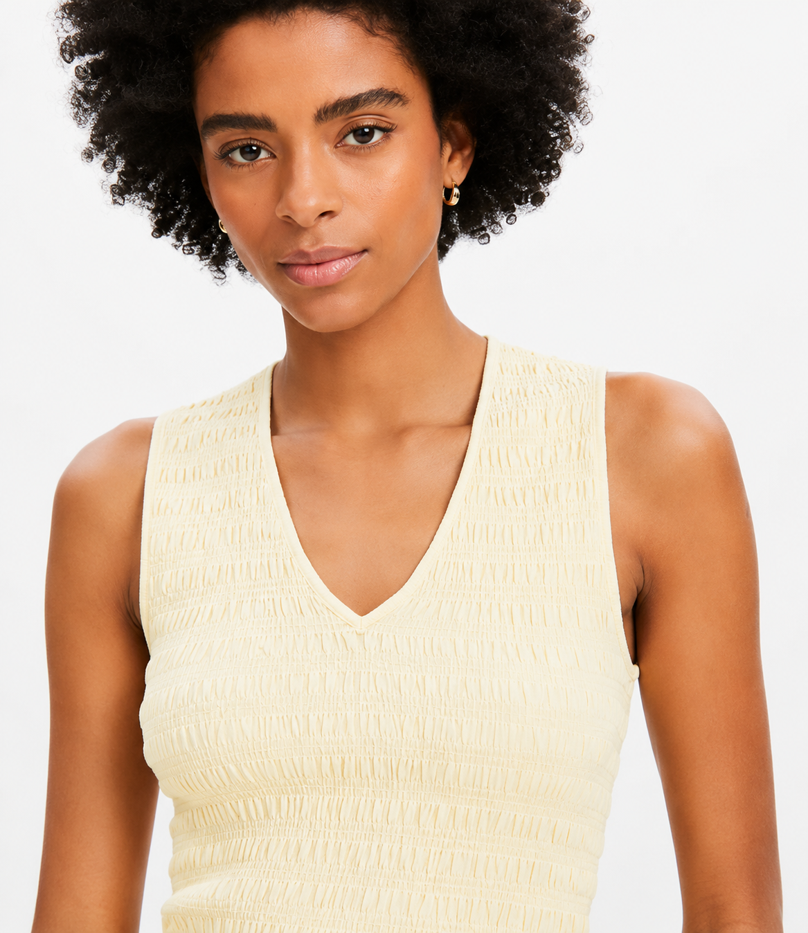 Women Yellow V-Neck Textured Top