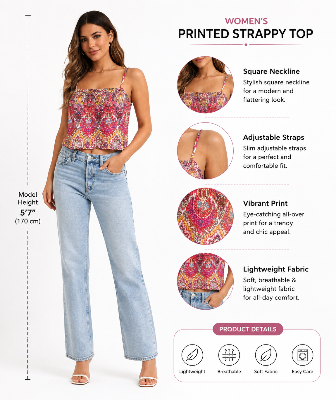 Women Multi Strappy Cotton Top