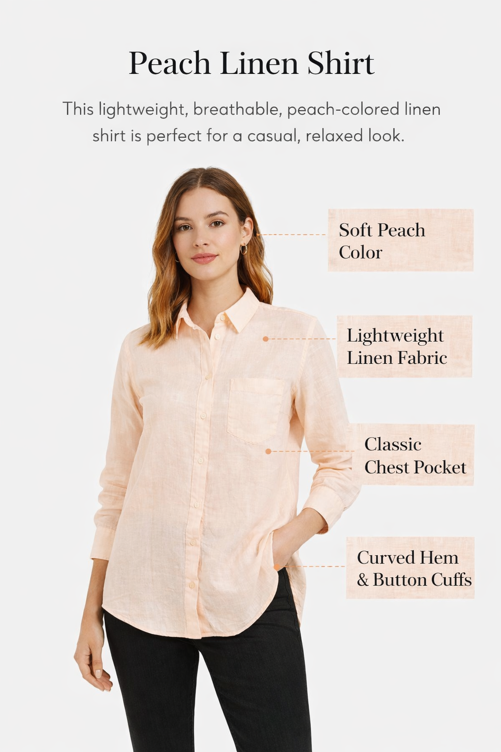 Women Peach  Casual Shirt
