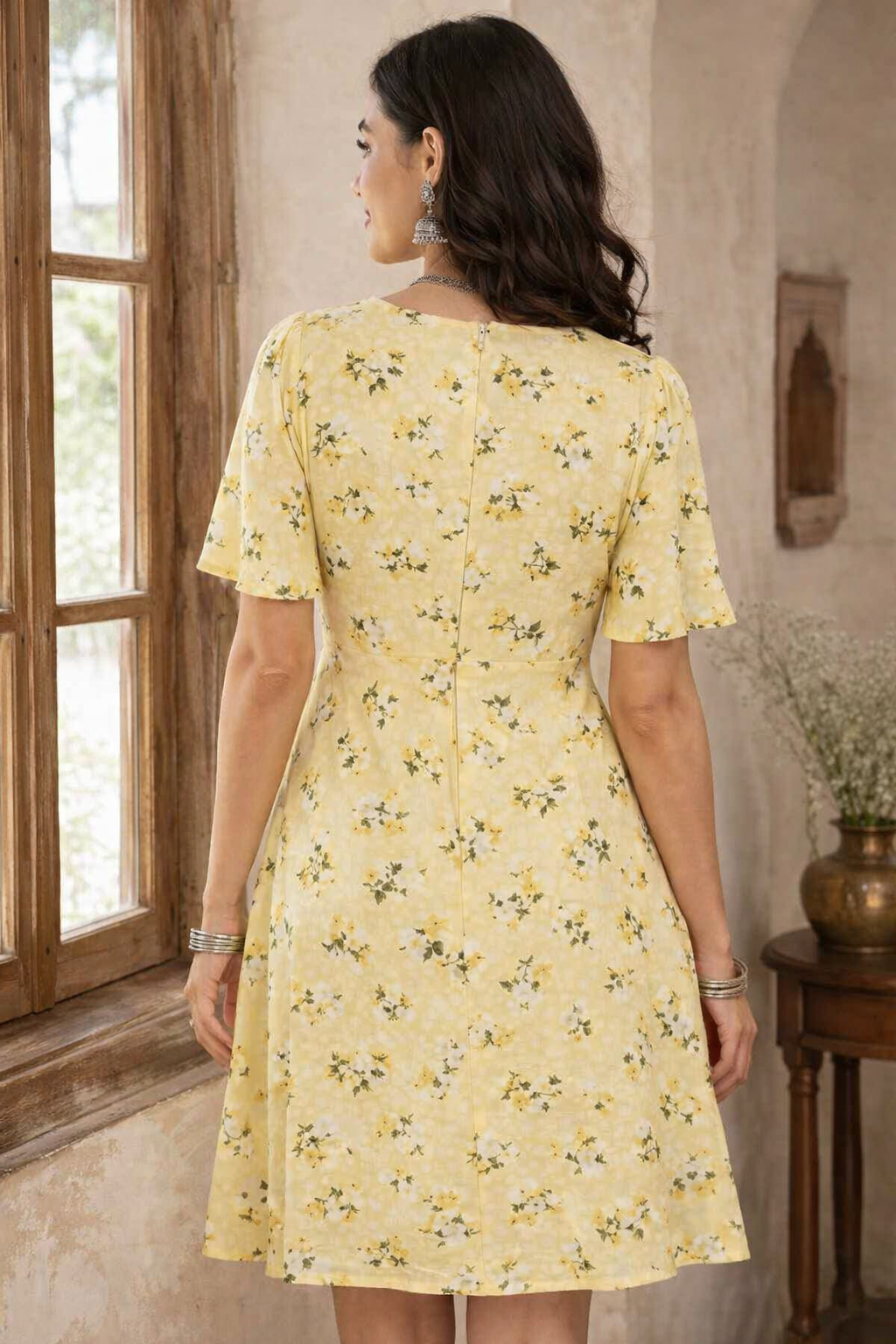 Women Yellow Mini Dress