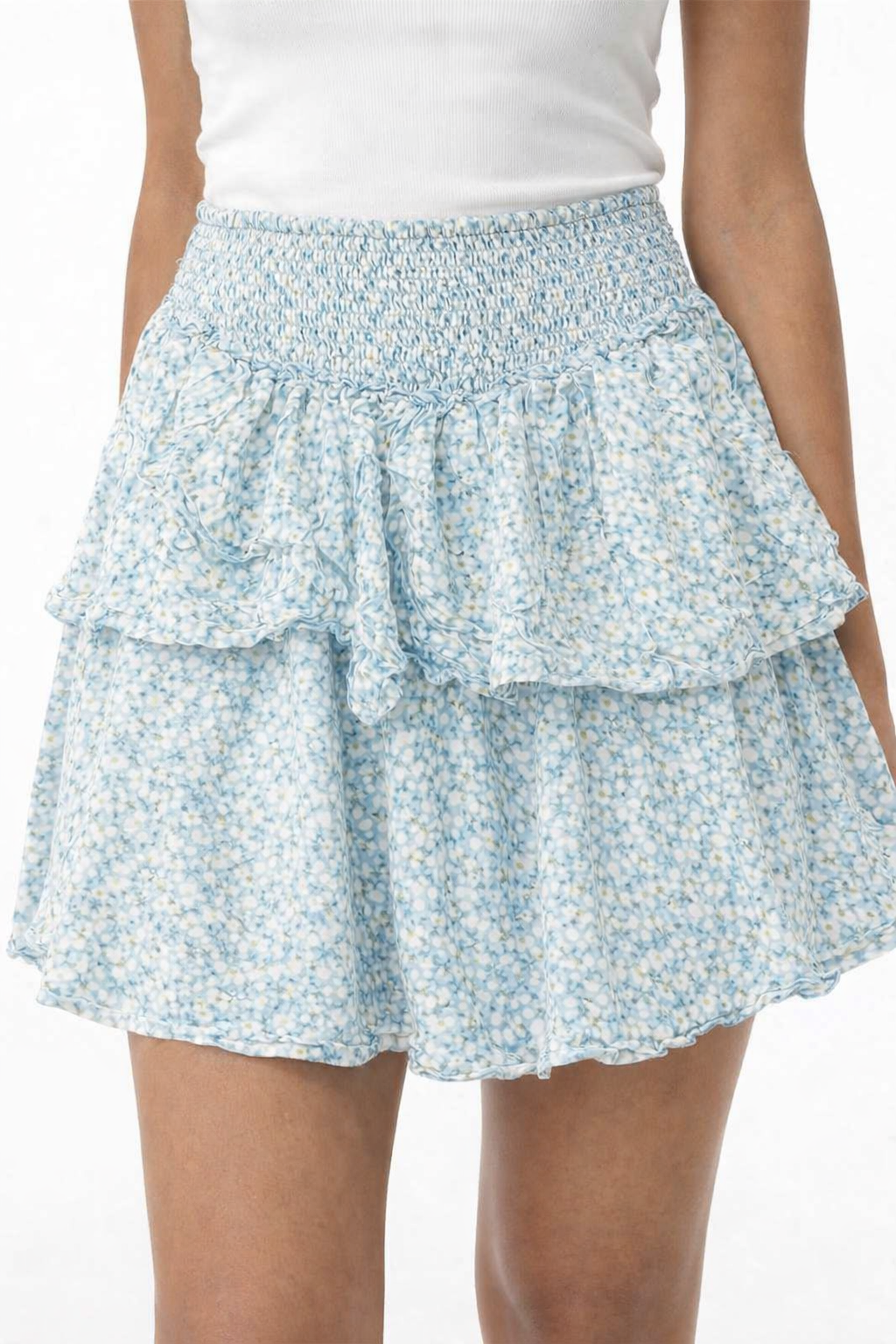 Women Blue Tiered Mini Skirt