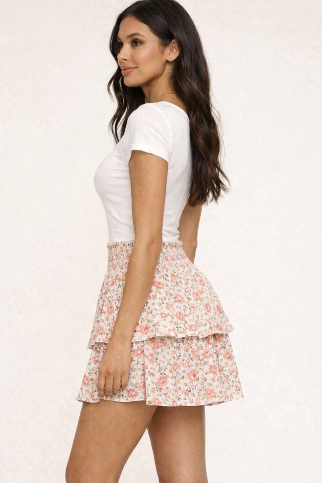 Women Multi Tiered Mini Skirt