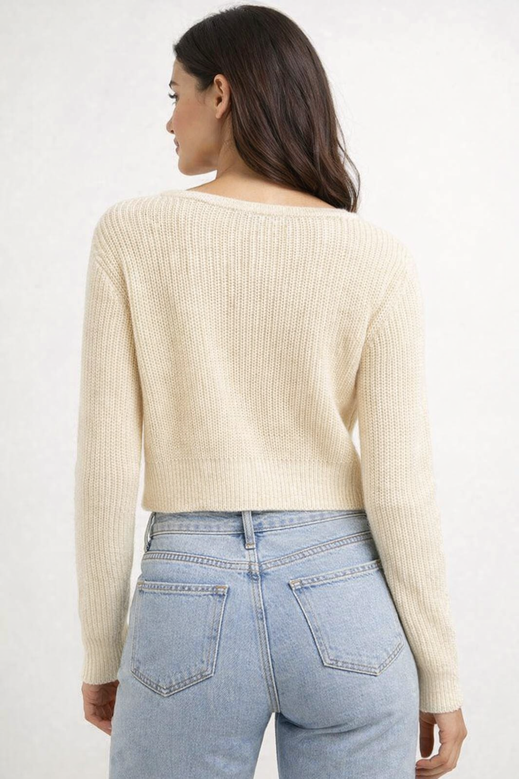 Women Cream Crop Cardigan