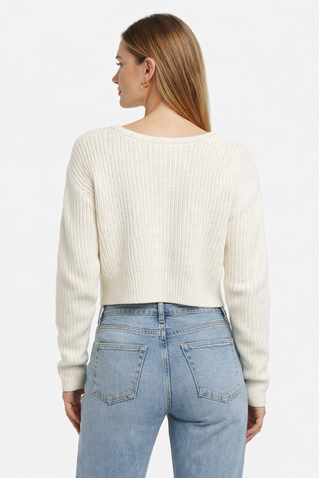 Women White Crop Cardigan