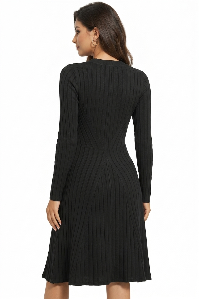 Women Black Knitted Midi Dress