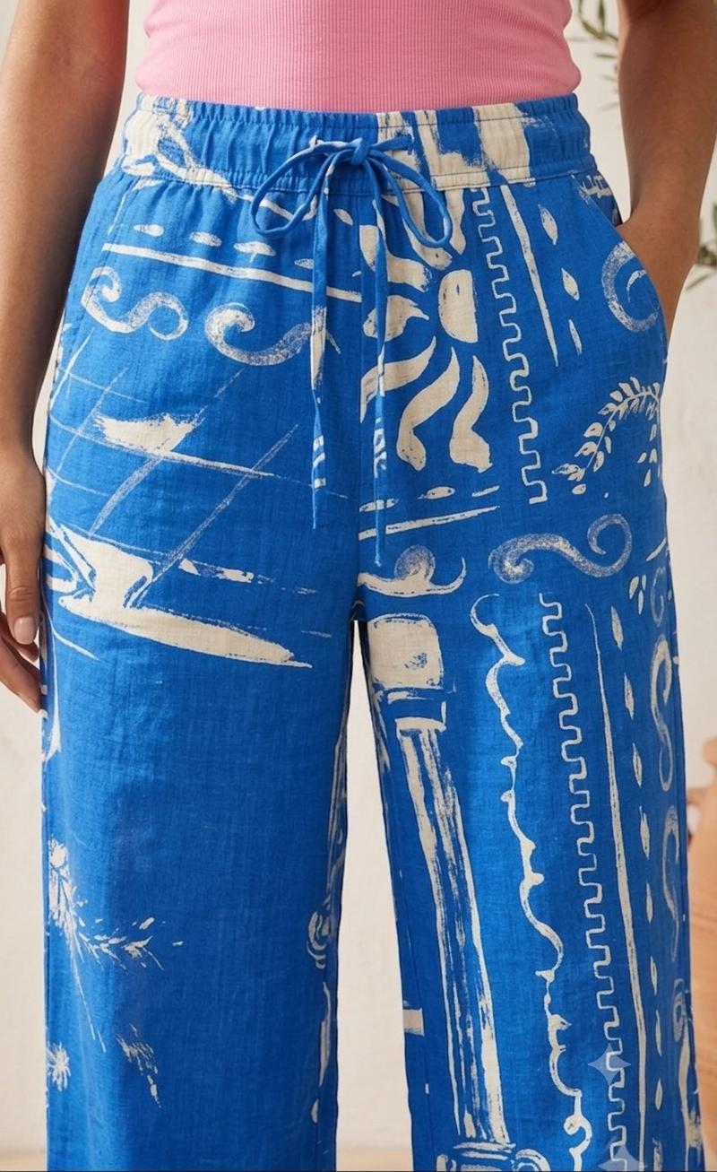 Women Blue Wide Leg Palazzo