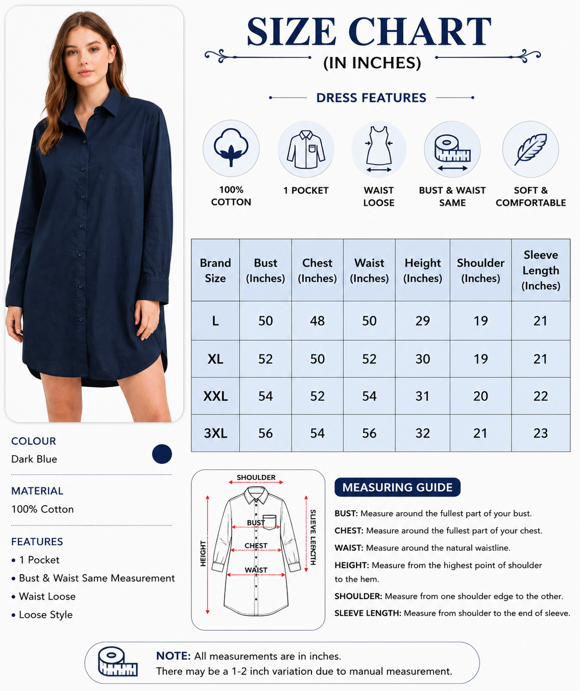 Women Blue Shirt Dress