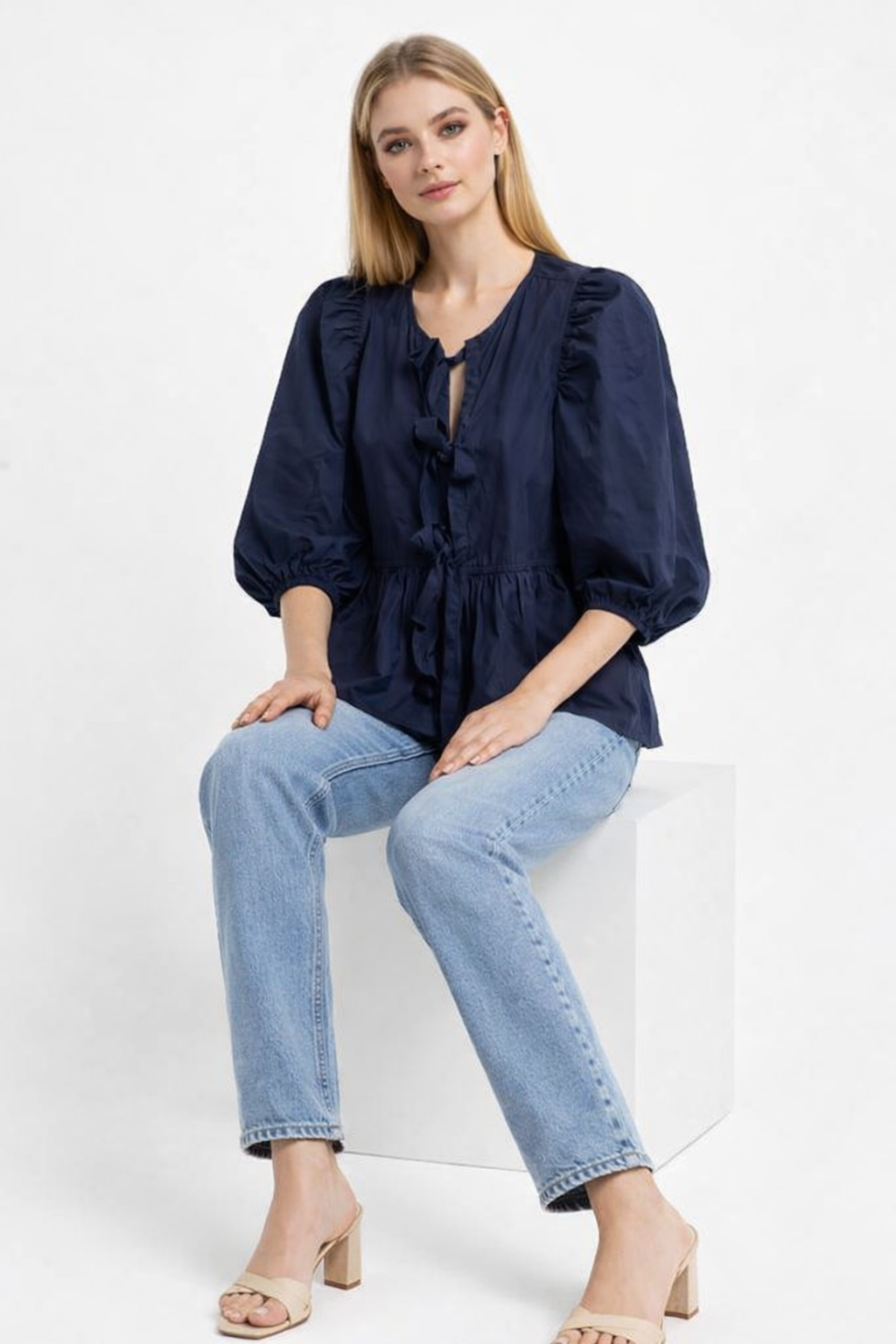 Women Blue Peplum Top