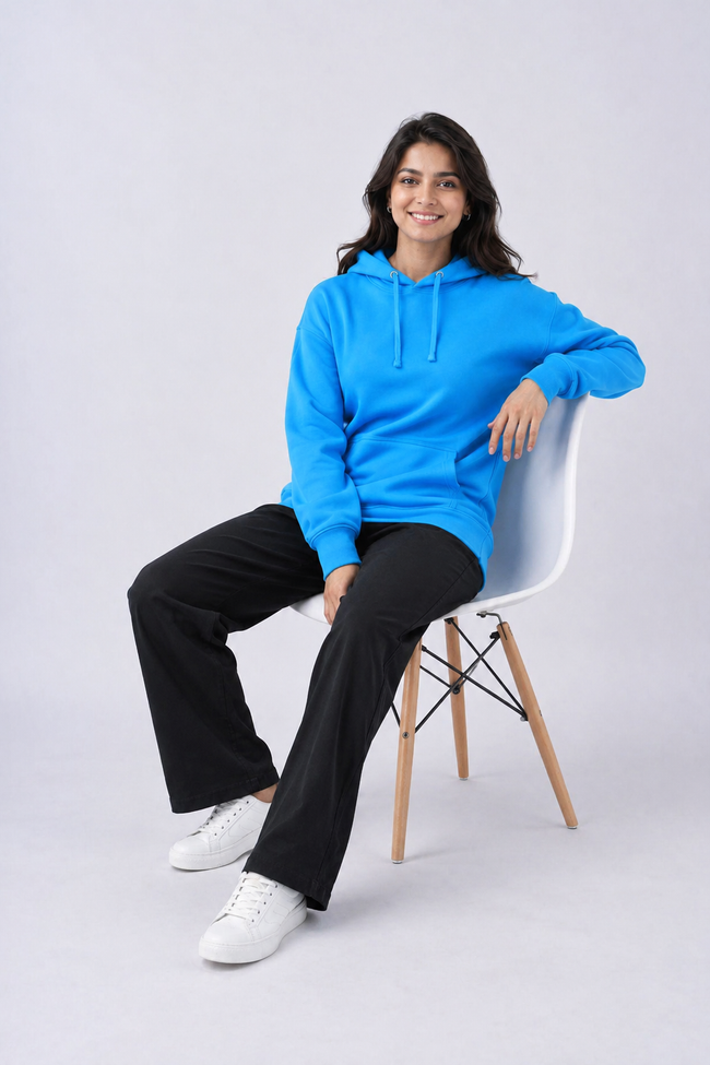 Women Blue Hooded Sweatshirt