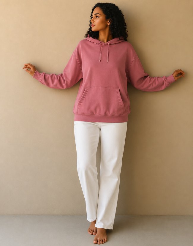 Women Peach Hooded Sweatshirt