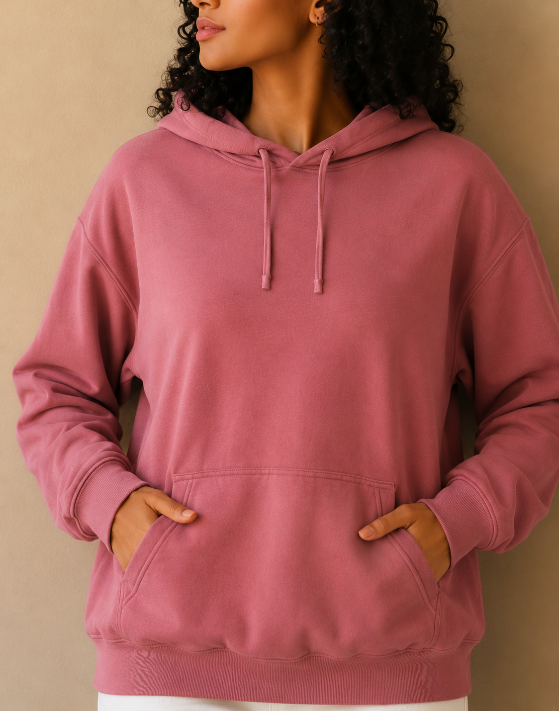 Women Peach Hooded Sweatshirt