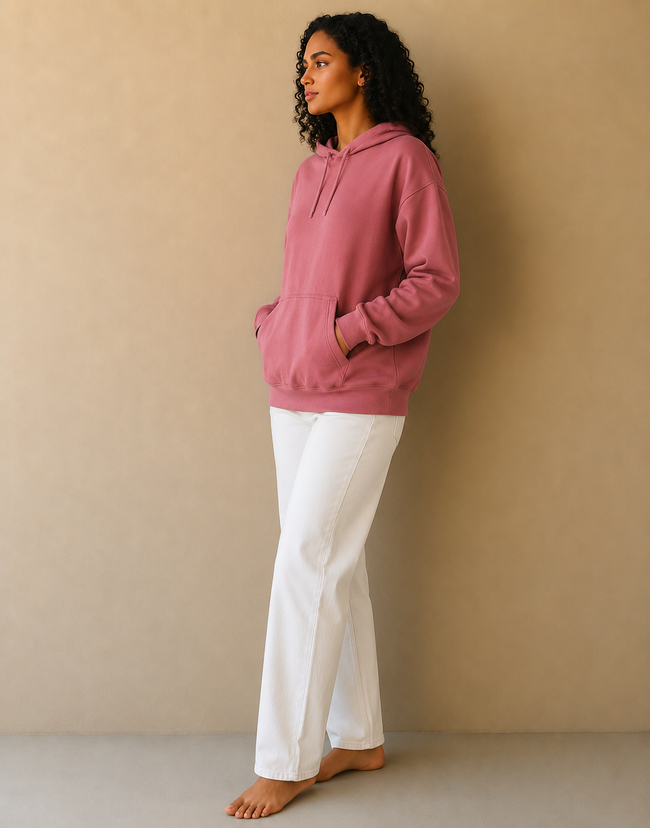 Women Peach Hooded Sweatshirt