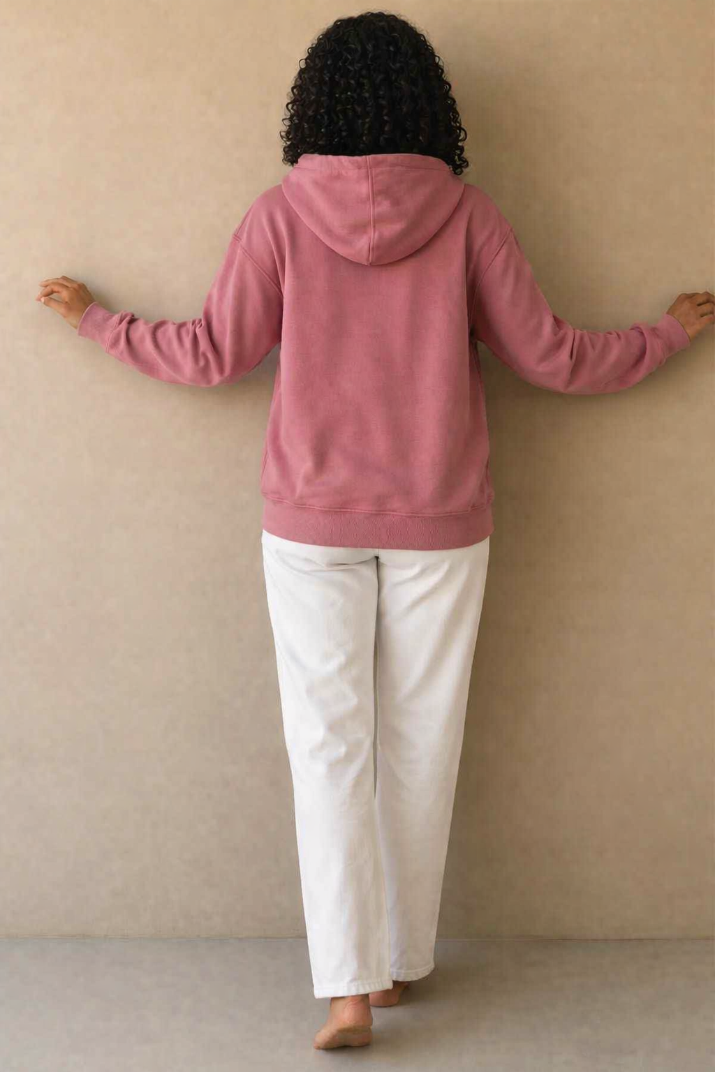 Women Peach Hooded Sweatshirt