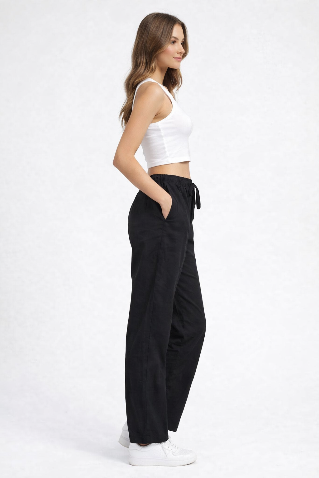 Women Black Drawstring Pants