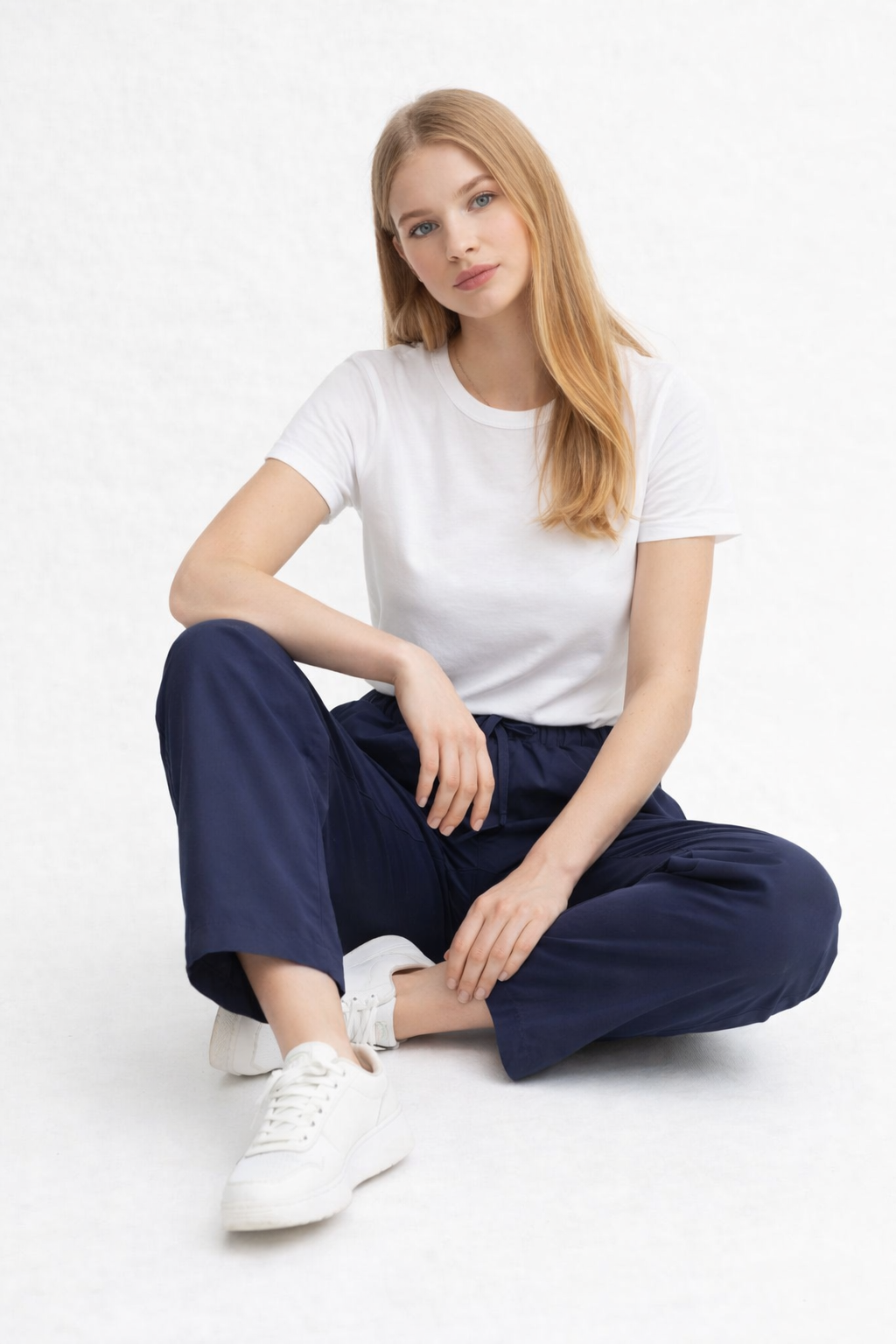 Women Blue Drawstring Pants