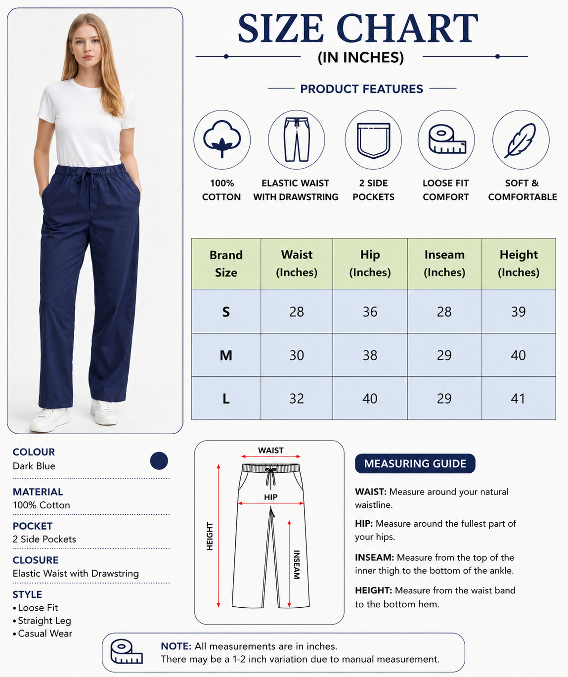 Women Blue Drawstring Pants