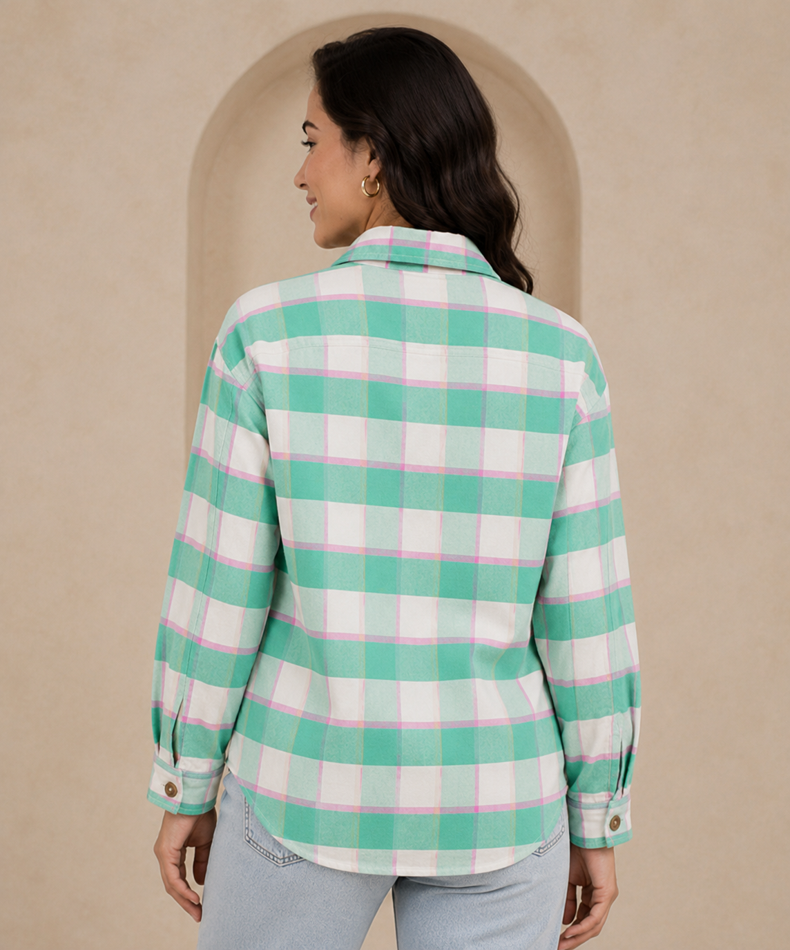 Women Green Checked Shirt