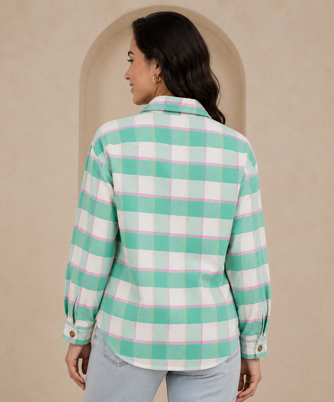 Women Green Checked Shirt