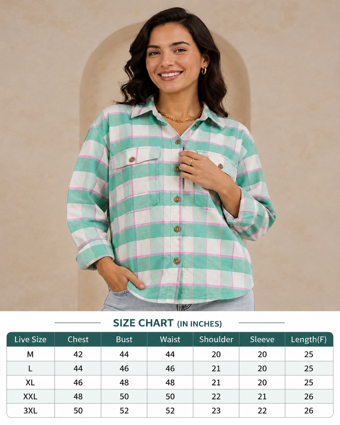 Women Green Checked Shirt