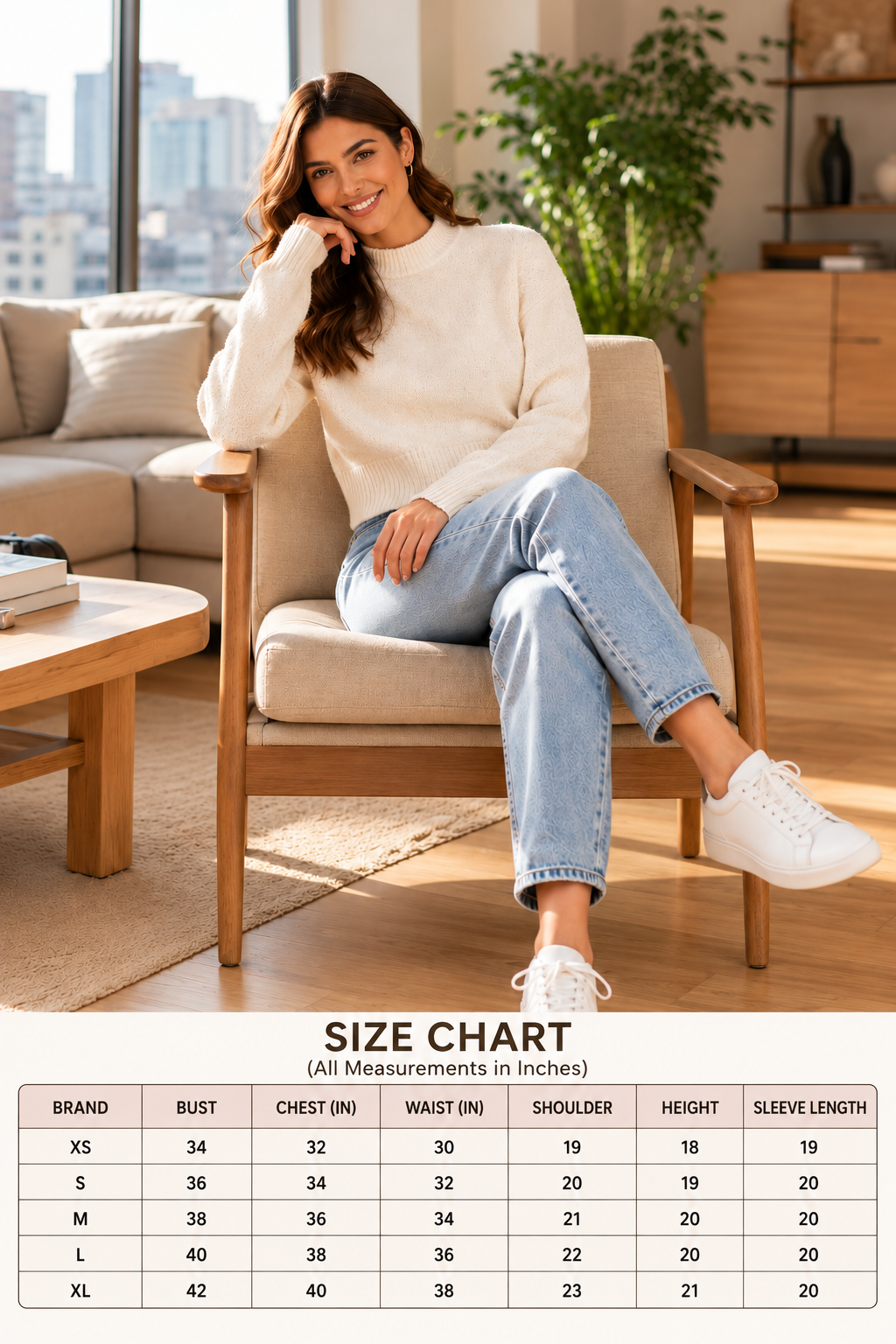 Women Off White Knit Sweater