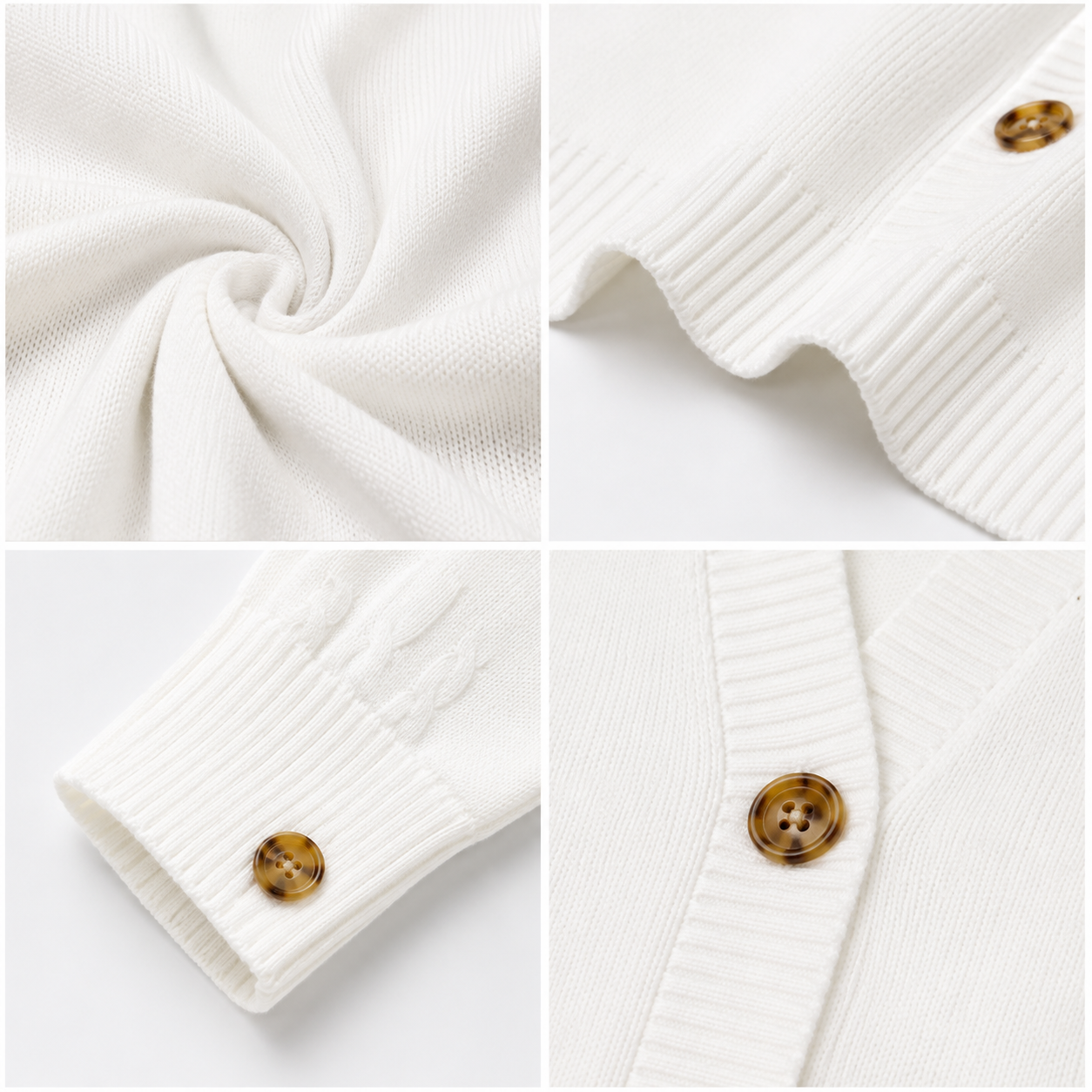 Women White Cardigan Sweater