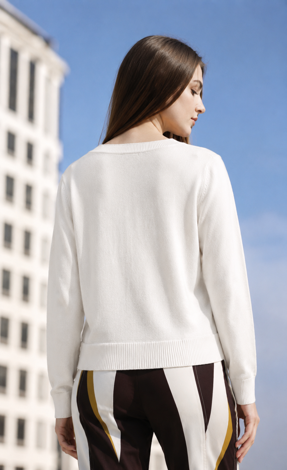 Women White Cardigan Sweater