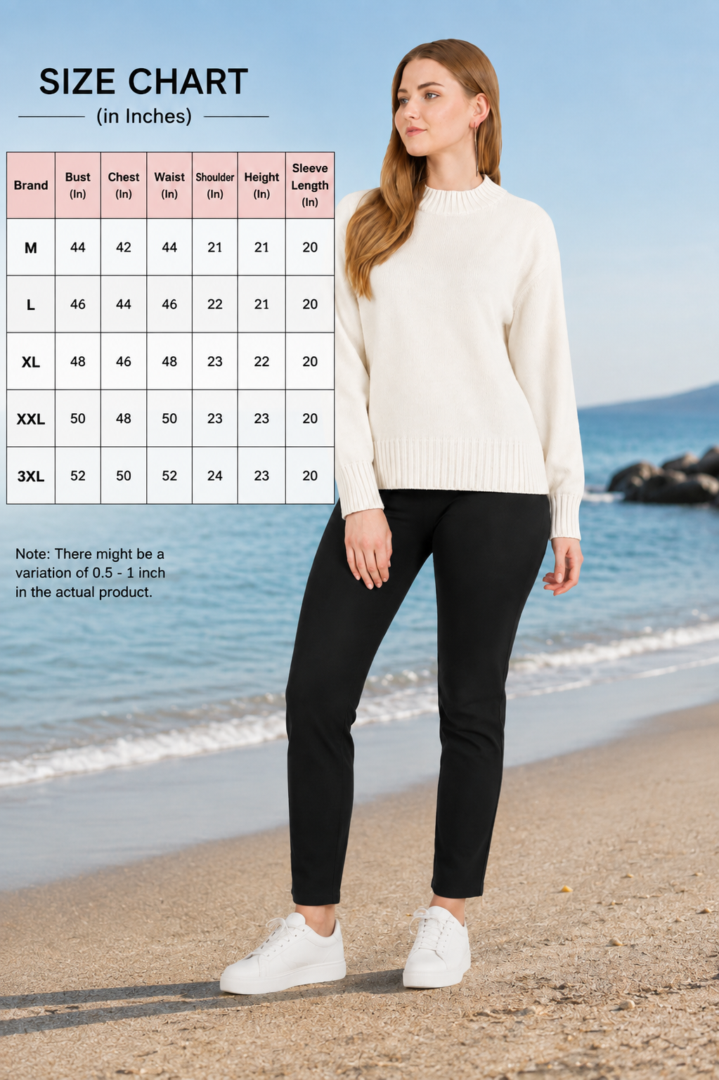 Women Off White Knit Sweater