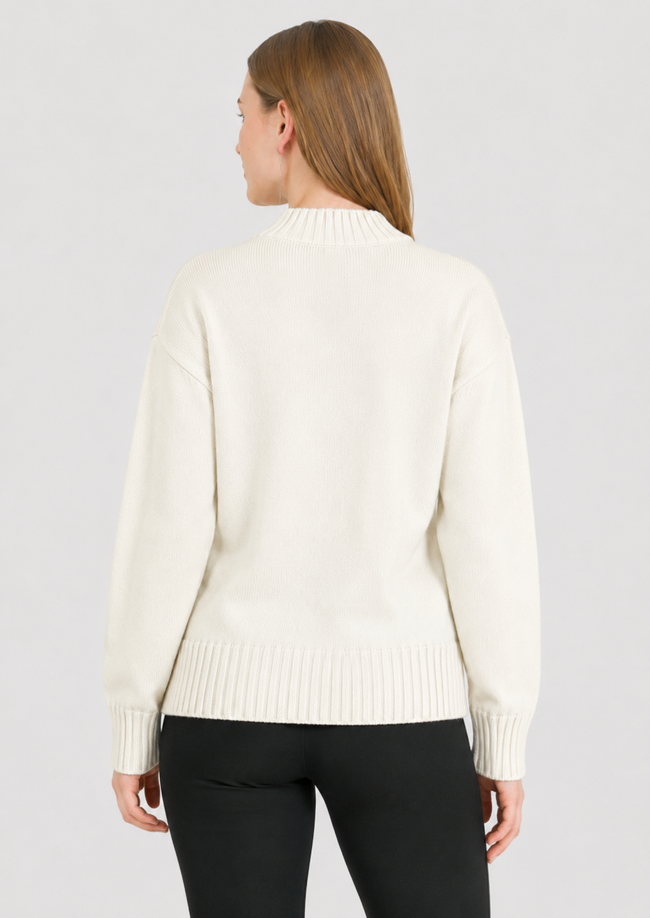 Women Off White Knit Sweater