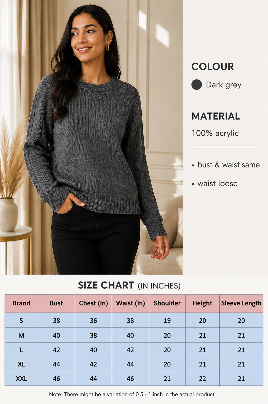 Women Grey Acrylic Sweater