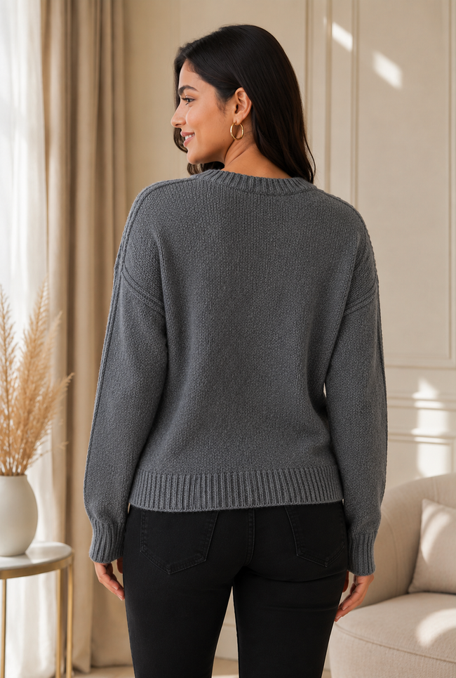 Women Grey Acrylic Sweater