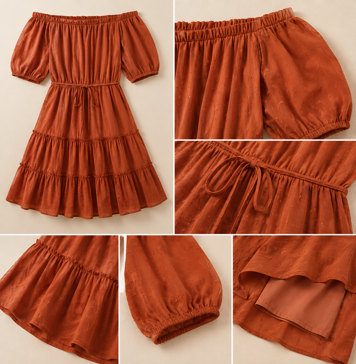 Women Brown Tiered Mini Dress