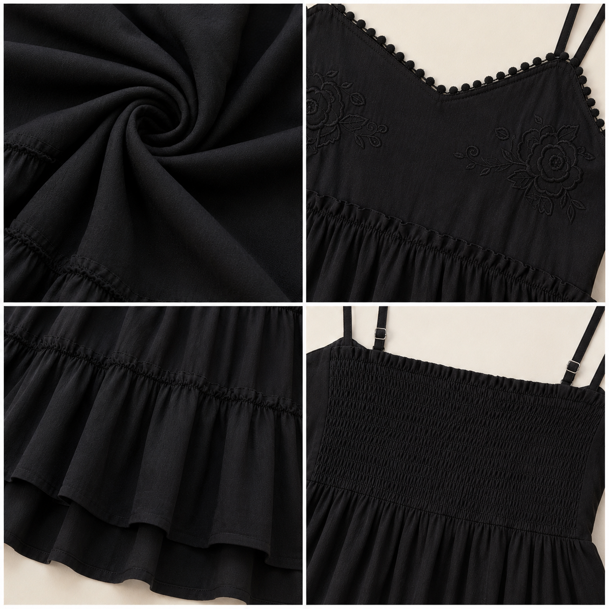 Women Black Tiered Mini Dress