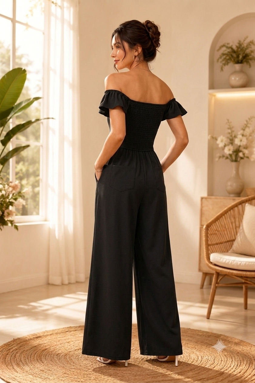 Women Black Wide Leg Jumpsuit