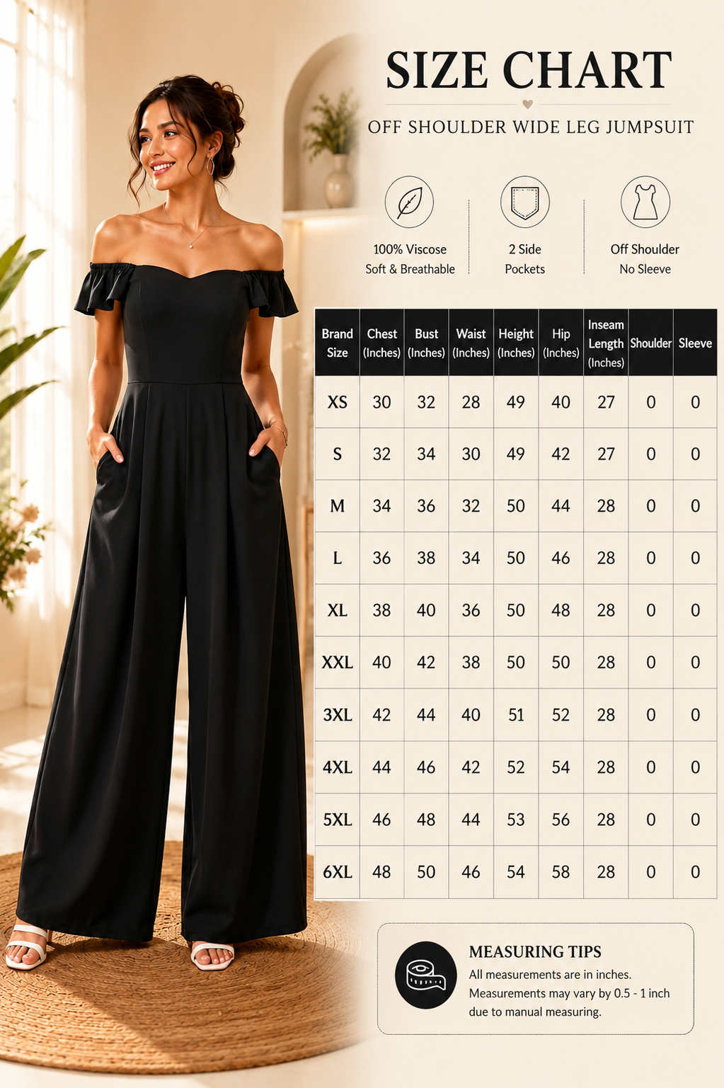 Women Black Wide Leg Jumpsuit