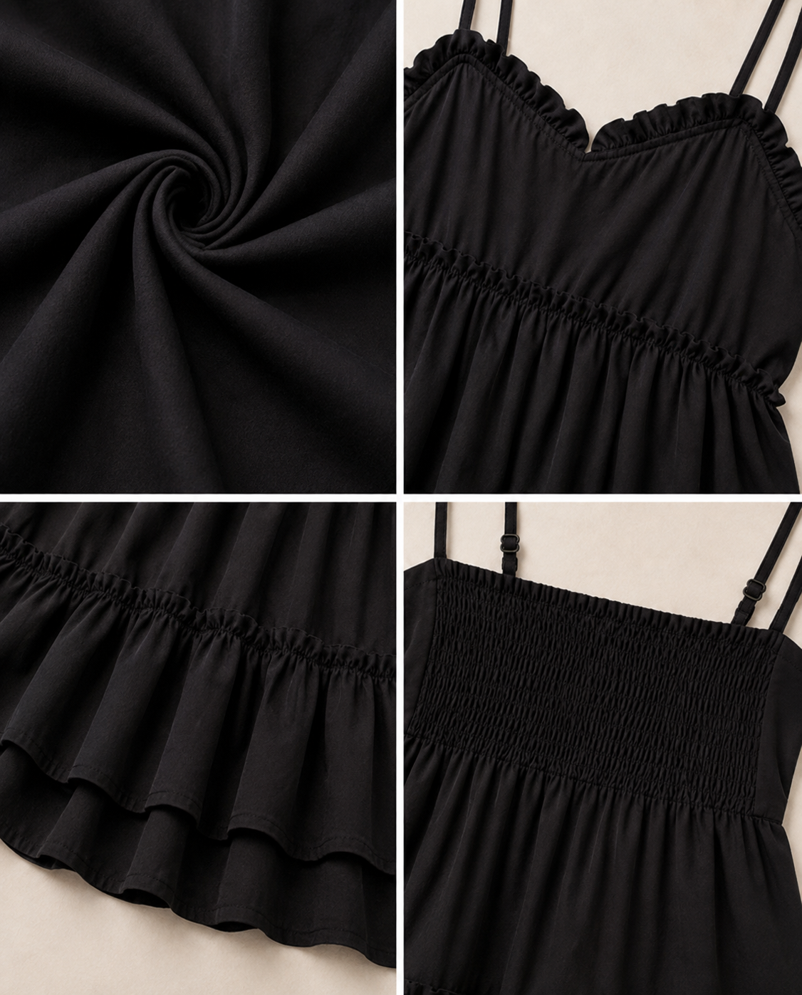 Women Black Tiered Mini Dress