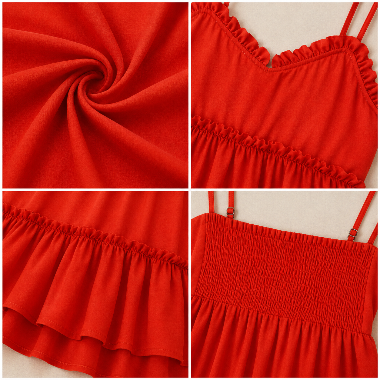 Women Red Tiered Mini Dress