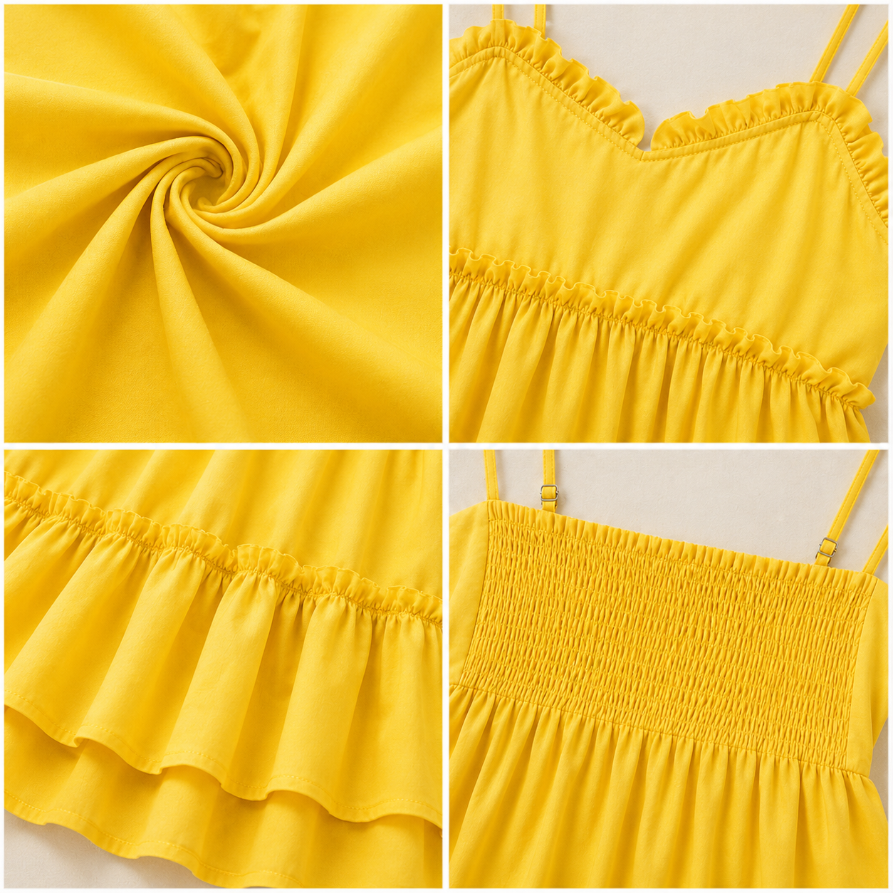 Women Yellow Tiered Mini Dress