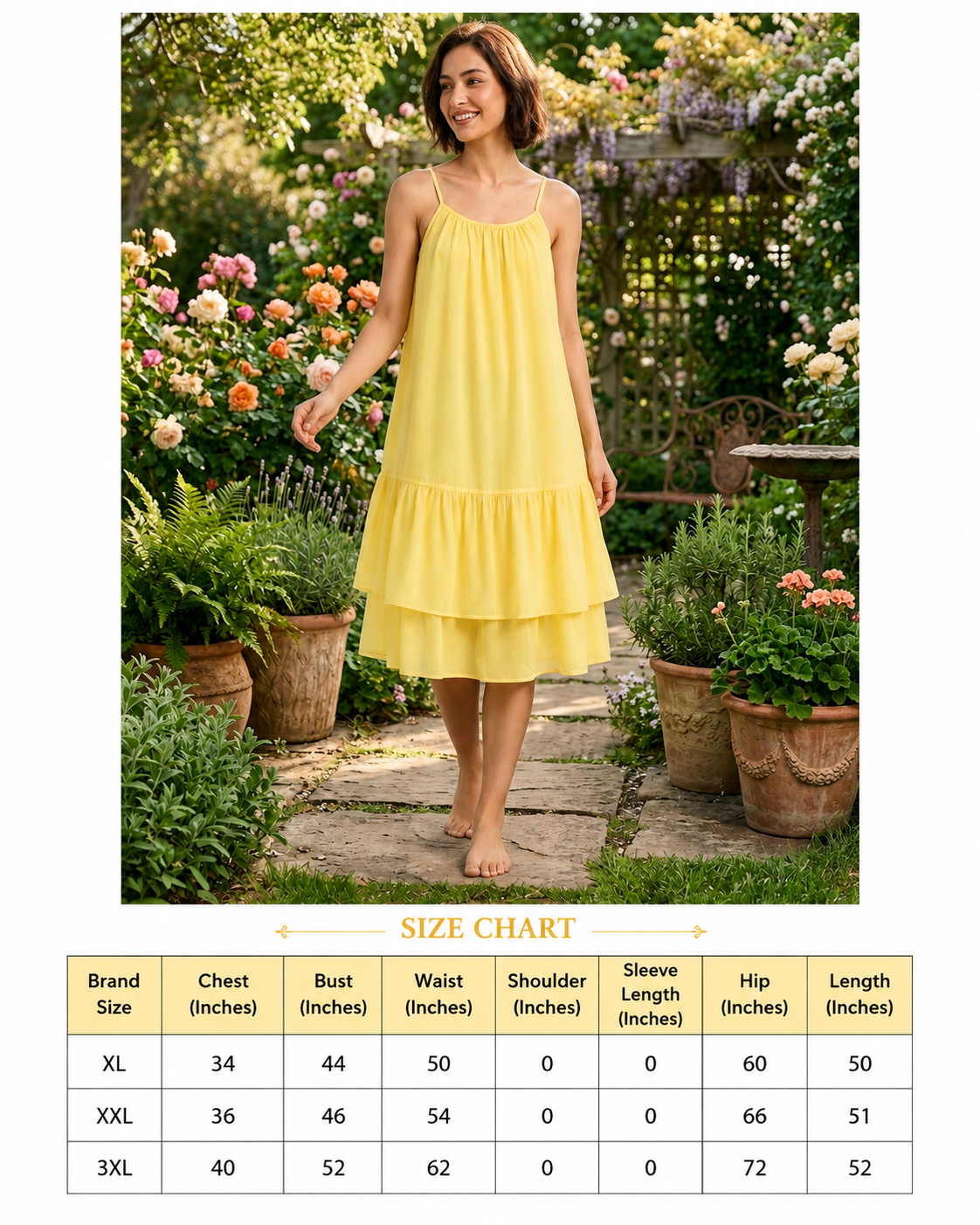 Women Yellow Tiered Midi Dress