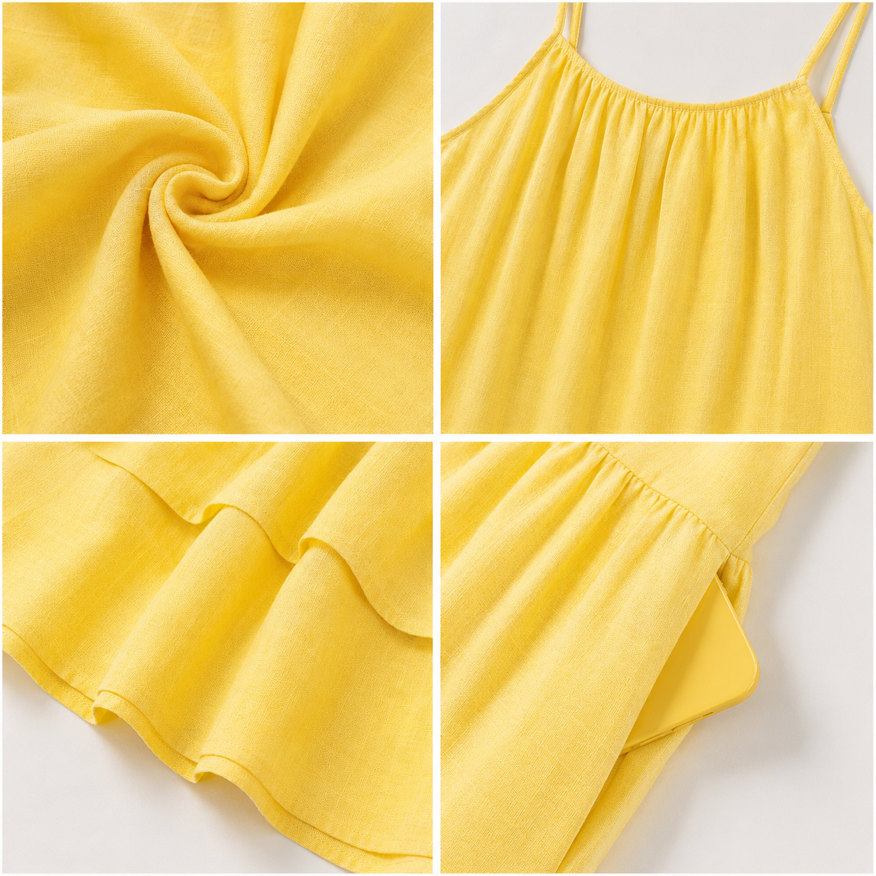 Women Yellow Tiered Midi Dress