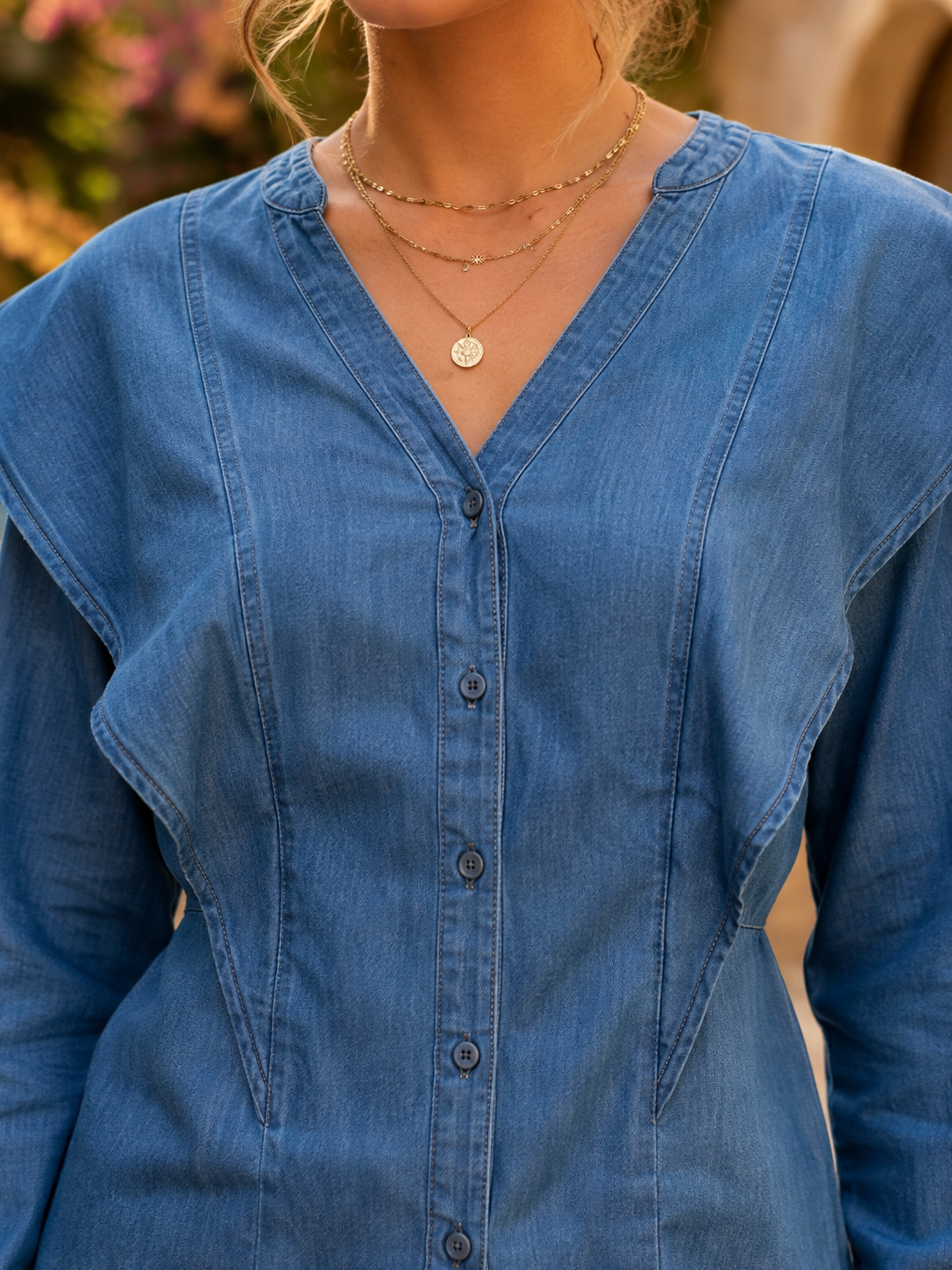 Women Denim Look Cotton Shirt