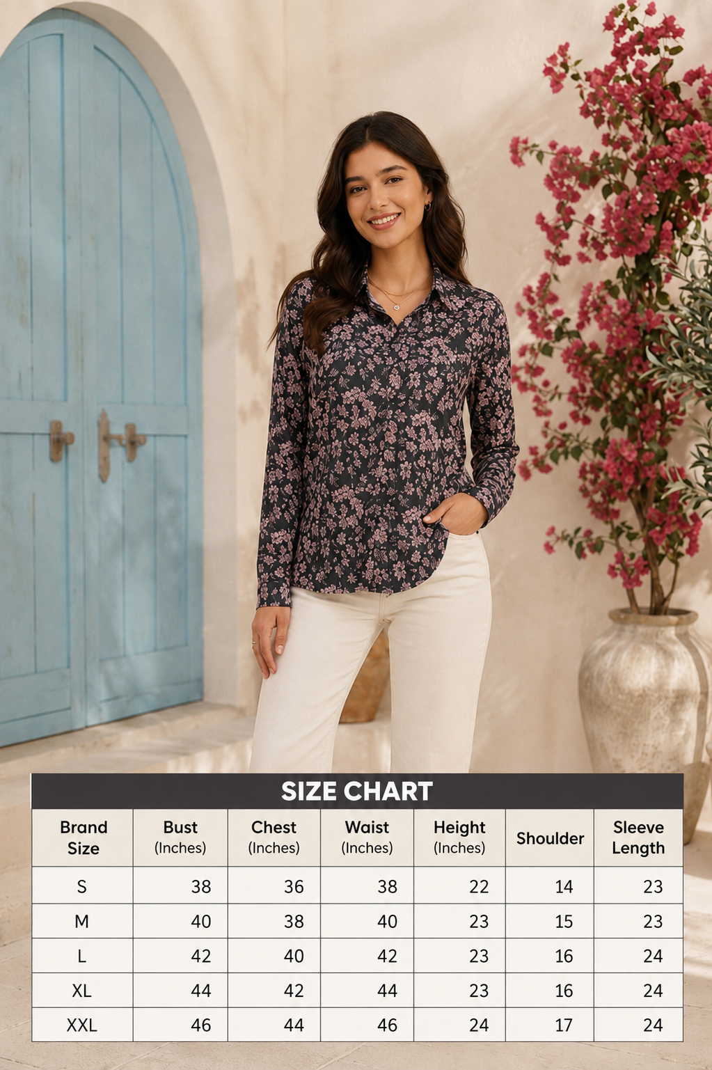 Women Black Floral Print Shirt