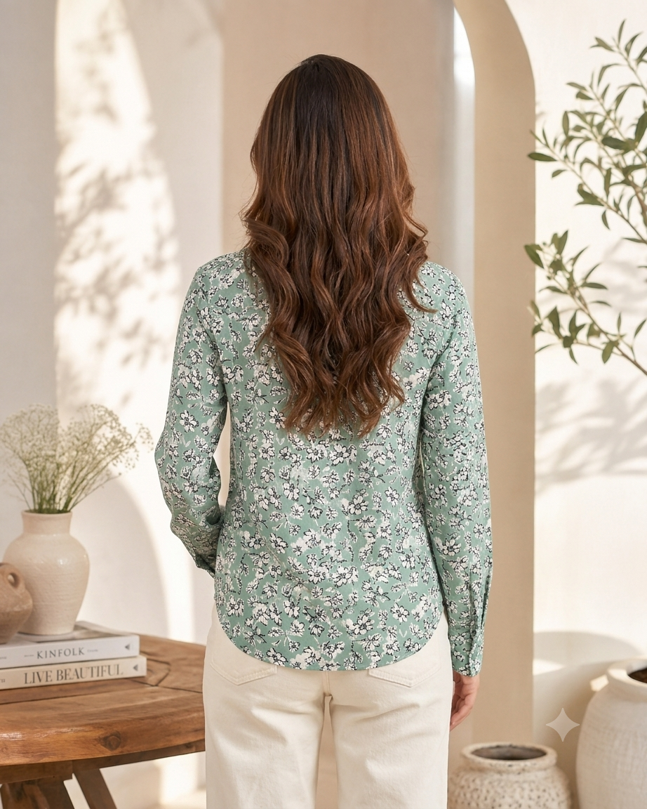 Women Green Floral Print Shirt