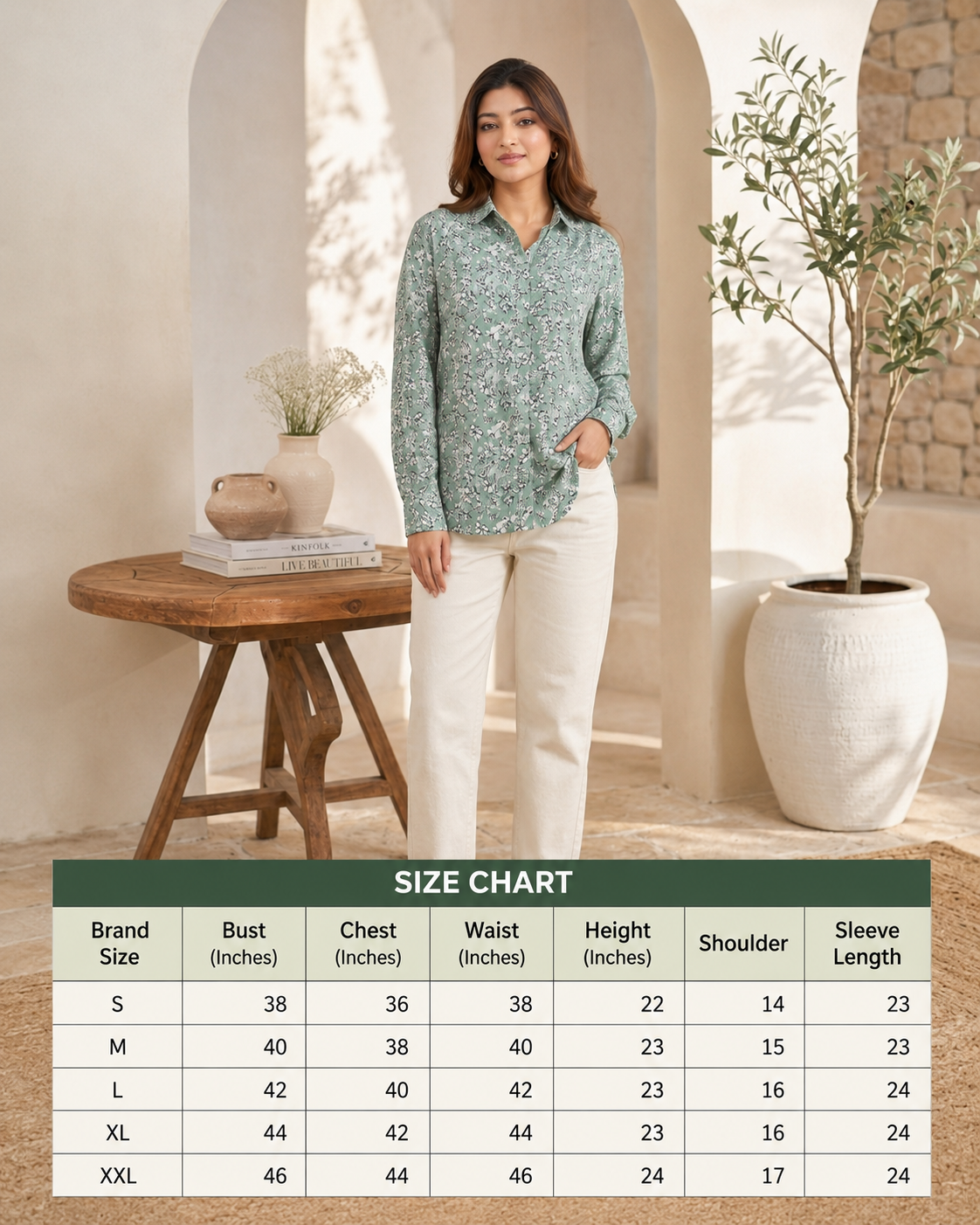 Women Green Floral Print Shirt